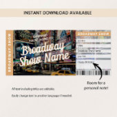Broadway Show Ticket Musical Theatre Gift Card Einladung