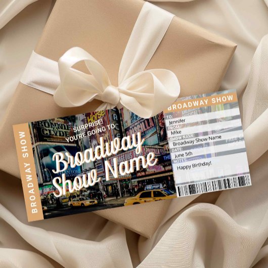 Broadway Show Ticket Musical Theatre Gift Card Einladung