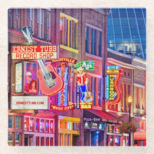 Broadway Street Downtown Nashville Tennessee Glasuntersetzer (Vorderseite)