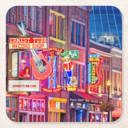 Broadway Street Downtown Nashville Tennessee Rechteckiger Pappuntersetzer (Vorderseite)