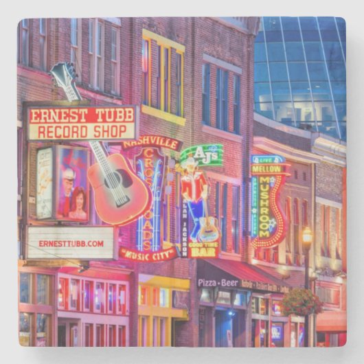 Broadway Street Downtown Nashville Tennessee Steinuntersetzer (Vorderseite)