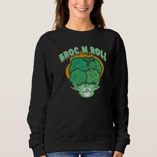 Broc N Roll  Vegan Vegetarian Broccoli Vegetable Sweatshirt (Vorderseite)