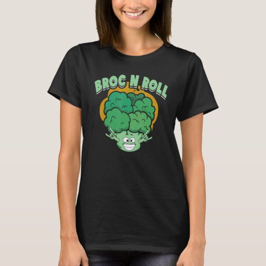 Broc N Roll Vegan Vegetarian Broccoli Vegetable T-Shirt (Vorderseite)