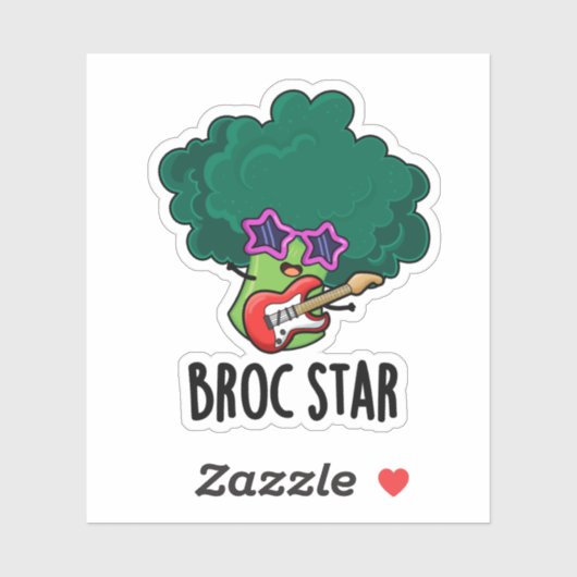 Broc Star Funny Brocolli Rock Star Pun Aufkleber (Blatt)