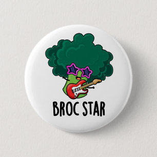 Broc Star Funny Brocolli Rock Star Pun Button
