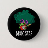 Broc Star Funny Brocolli Rock Star Pun Dark BG Button (Vorderseite)