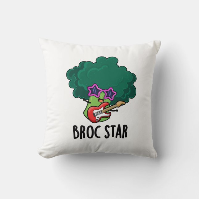Broc Star Funny Brocolli Rock Star Pun Kissen (Vorderseite)