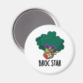 Broc Star Funny Brocolli Rock Star Pun Magnet (Vorderseite/Rückseite)