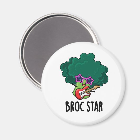 Broc Star Funny Brocolli Rock Star Pun Magnet (Vorderseite/Rückseite)