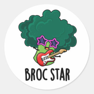Broc Star Funny Brocolli Rock Star Pun Runder Aufkleber