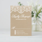 Brocade Lace Imitats Kraft Paper RSVP Card Karte (Stehend Vorderseite)