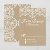 Brocade Lace Imitats Kraft Paper RSVP Card Karte (Vorne/Hinten)