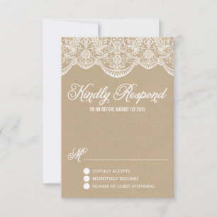 Brocade Lace Imitats Kraft Paper RSVP Card Karte