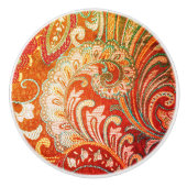 Brocade Red Orange Yellow Keramikknauf (Vorderseite)