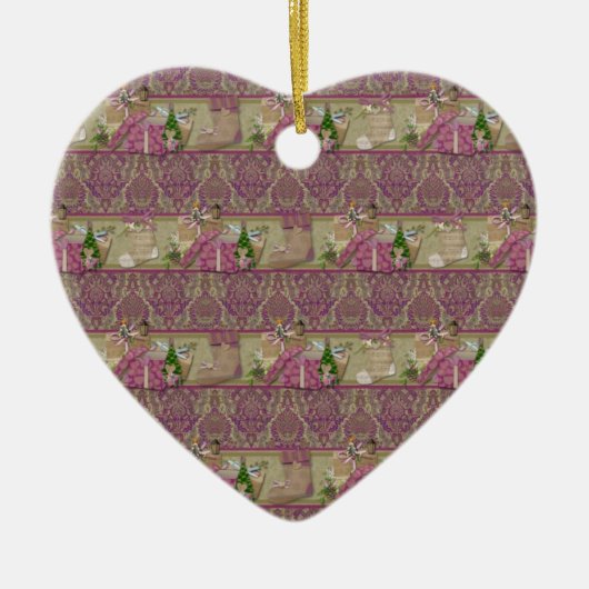 Brocade Viktorianisch Weihnachten Keramik Ornament (Vorne)