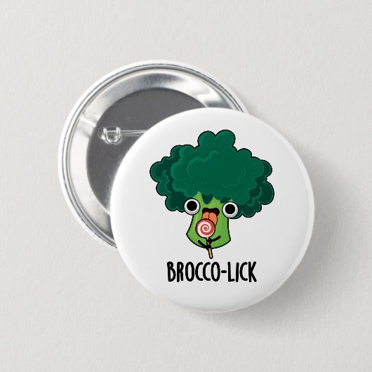 Brocco lick Funny Veggie Broccoli Pun Button (Vorne & Hinten)