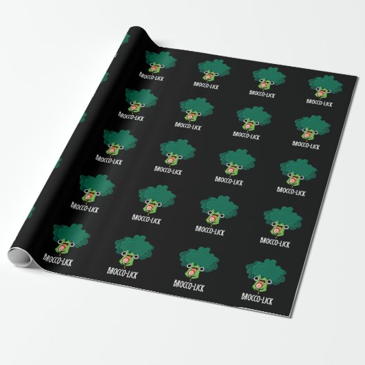 Brocco-lick Funny Veggie Broccoli Pun Dark BG Geschenkpapier (Ungerollt)