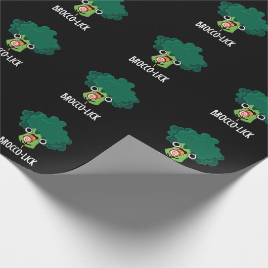 Brocco-lick Funny Veggie Broccoli Pun Dark BG Geschenkpapier (Ecke)