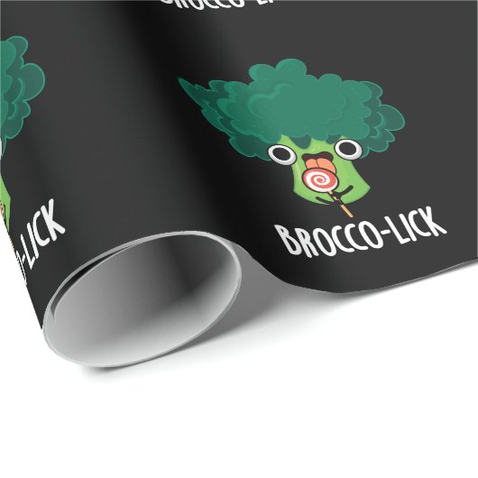 Brocco-lick Funny Veggie Broccoli Pun Dark BG Geschenkpapier (Rolleneckpunkt)