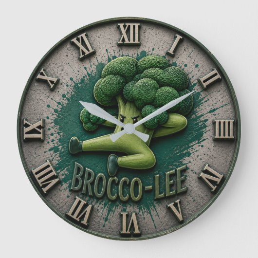 Brocco Life Funny Broccoli Cute Vegetable Kitchen Große Wanduhr (Vorderseite)