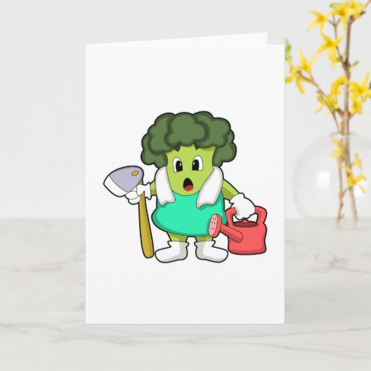 Broccoli als Bauer mit Wasserkocher Karte (Gelbe Blume)