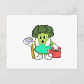 Broccoli als Bauer mit Wasserkocher Postkarte (Vorderseite)