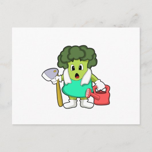 Broccoli als Bauer mit Wasserkocher Postkarte (Vorderseite)