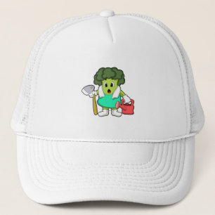 Broccoli als Bauer mit Wasserkocher Truckerkappe
