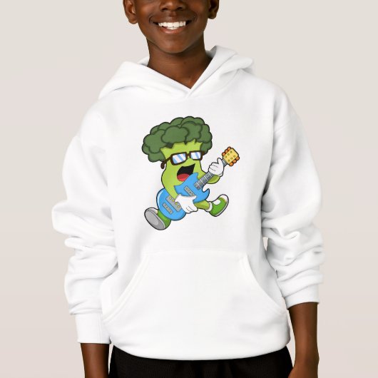 Broccoli als Musiker mit Gitarre Hoodie (Vorderseite)