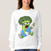 Broccoli als Musiker mit Gitarre Sweatshirt (Vorderseite)