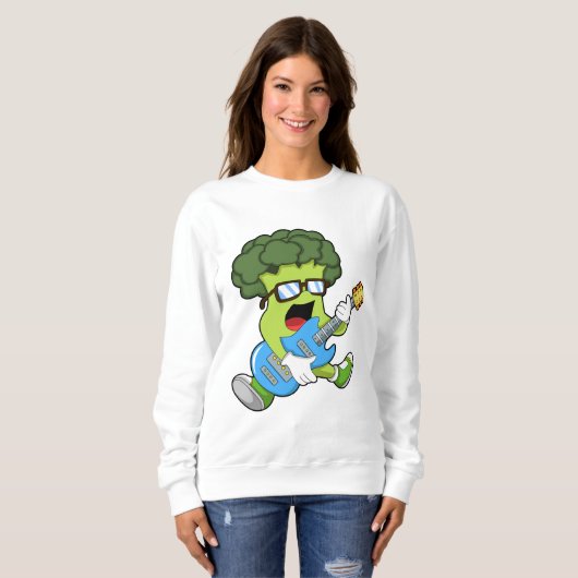 Broccoli als Musiker mit Gitarre Sweatshirt (Vorne ganz)