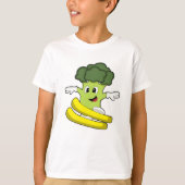 Broccoli als Skifahrer mit Ski T-Shirt (Vorderseite)