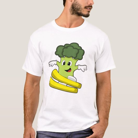 Broccoli als Skifahrer mit Ski T-Shirt (Vorderseite)