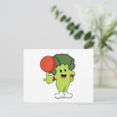 Broccoli beim Basketballsport Postkarte (Stehend Vorderseite)