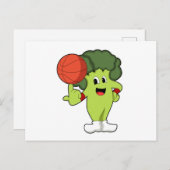 Broccoli beim Basketballsport Postkarte (Vorne/Hinten)