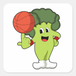 Broccoli beim Basketballsport Quadratischer Aufkleber
