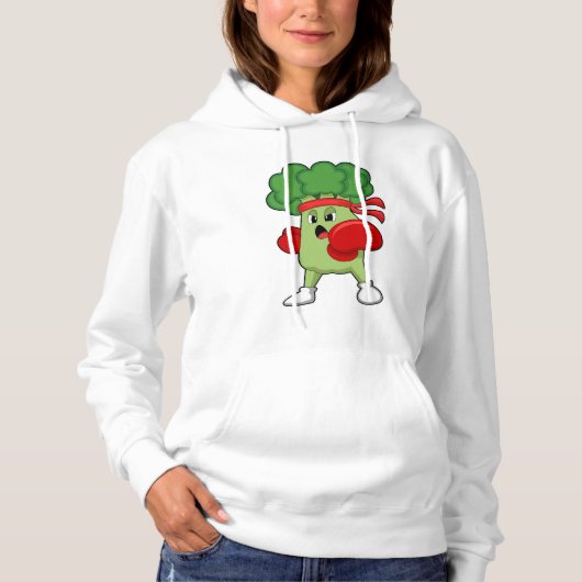 Broccoli beim Boxen mit Boxhandschuhen Hoodie (Vorderseite)