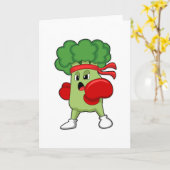 Broccoli beim Boxen mit Boxhandschuhen Karte (Gelbe Blume)