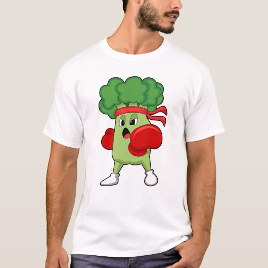 Broccoli beim Boxen mit Boxhandschuhen T-Shirt (Vorderseite)