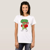 Broccoli beim Boxen mit Boxhandschuhen T-Shirt (Vorne ganz)