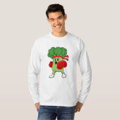 Broccoli beim Boxen mit Boxhandschuhen T-Shirt (Vorne ganz)
