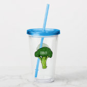 Broccoli Cartoon Illustration Acryltrinkbecher (Rückseite)