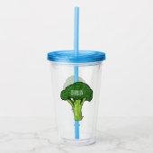 Broccoli Cartoon Illustration Acryltrinkbecher (Vorderseite)