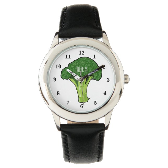 Broccoli Cartoon Illustration Armbanduhr (Vorderseite)