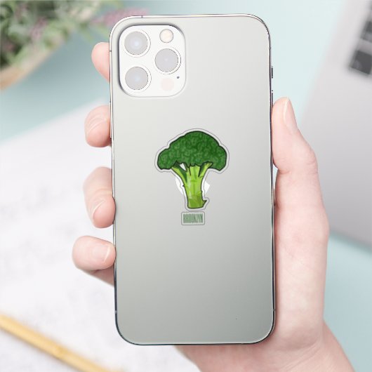 Broccoli Cartoon Illustration Aufkleber (Telefon)