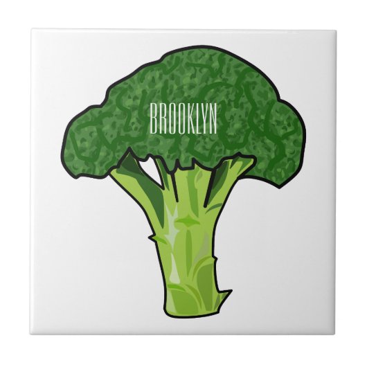 Broccoli Cartoon Illustration Fliese (Vorderseite)