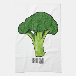 Broccoli Cartoon Illustration Geschirrtuch