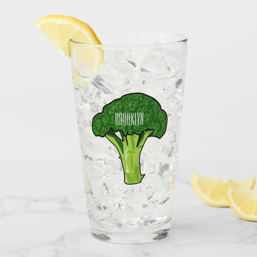 Broccoli Cartoon Illustration Glas (Vorderseite Ice)