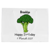 Broccoli Cartoon Illustration Große Geschenktüte (Rückseite)