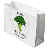 Broccoli Cartoon Illustration Große Geschenktüte (Rückseite Schrägansicht)